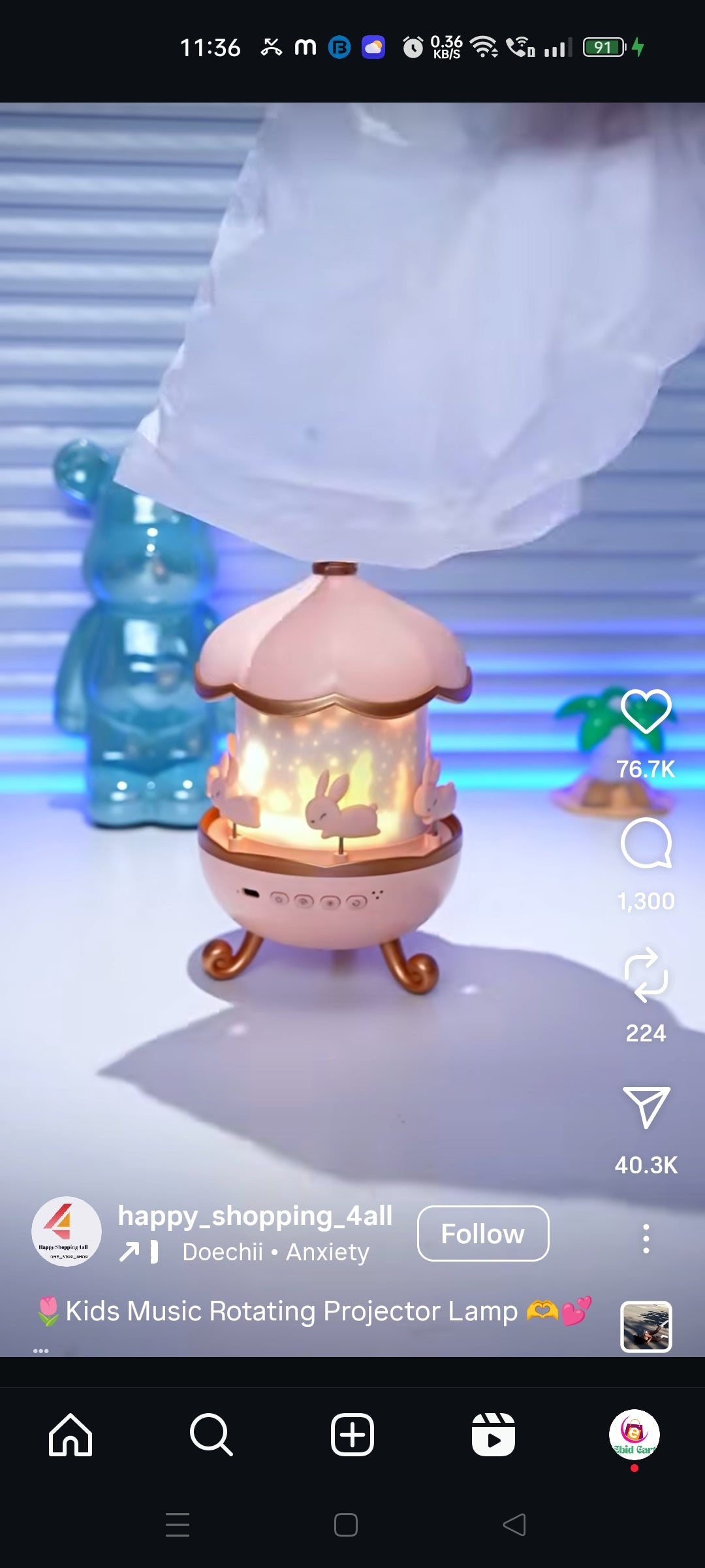 Kids Music Rotating Projector Lamp