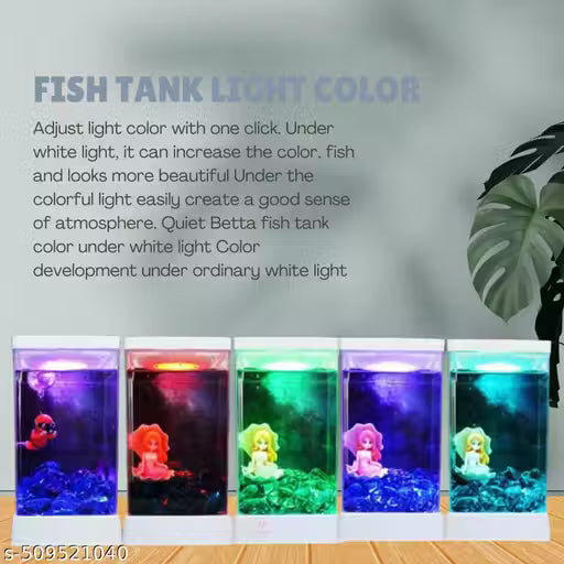 Slim Transparent Acrylic Betta Fish Tank  with USB Multicolor LED Light