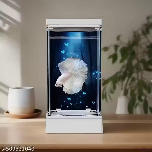 Slim Transparent Acrylic Betta Fish Tank  with USB Multicolor LED Light