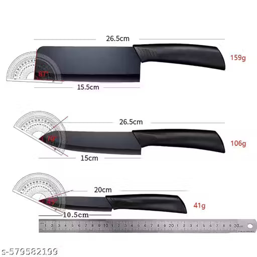 3-Piece Professional Stainless Steel Kitchen Knife Set - Chef's, Meat & Paring Knives with Non-Slip Handles